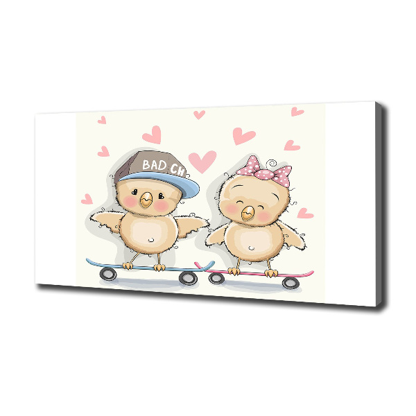 Quadro stampa su tela Uccelli su uno skateboard