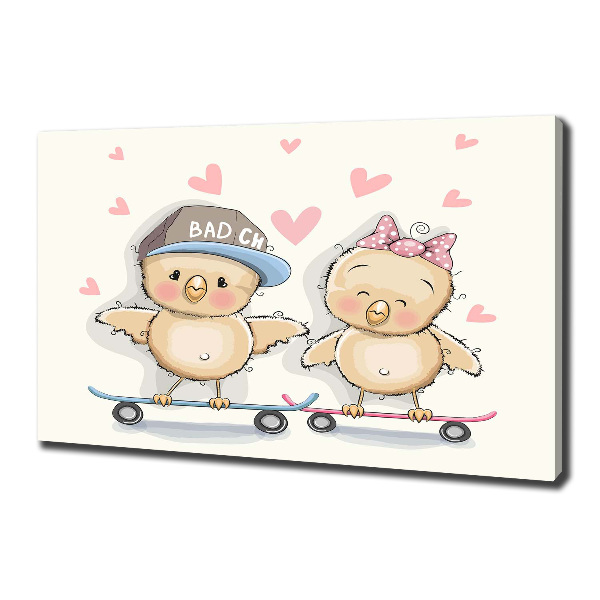 Quadro stampa su tela Uccelli su uno skateboard