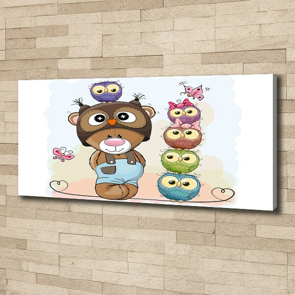 Quadro su tela Orsacchiotti e gufi
