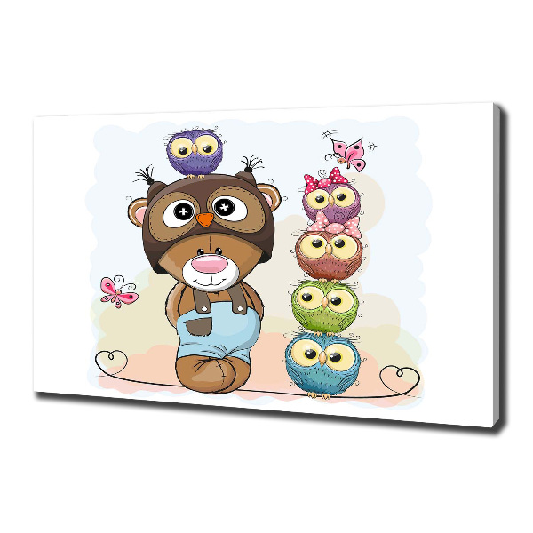 Quadro su tela Orsacchiotti e gufi