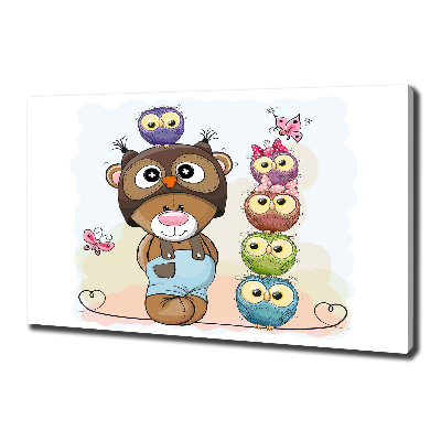 Quadro su tela Orsacchiotti e gufi