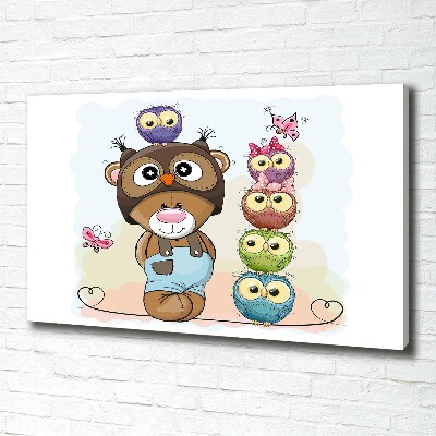 Quadro su tela Orsacchiotti e gufi