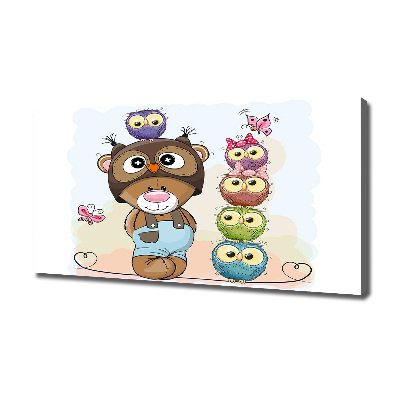 Quadro su tela Orsacchiotti e gufi
