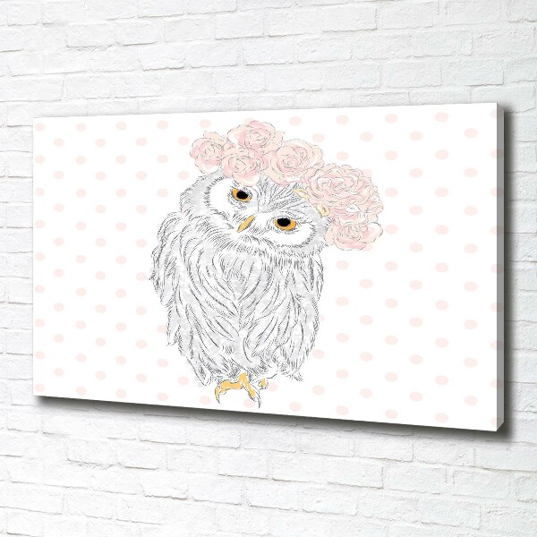 Foto quadro su tela Gufo in una ghirlanda