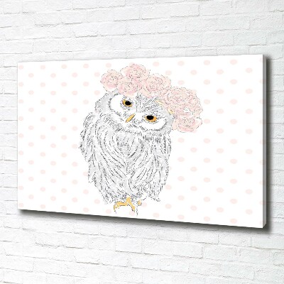 Foto quadro su tela Gufo in una ghirlanda