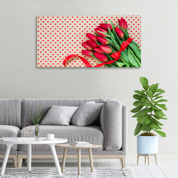 Quadro su tela Tulipani a forma di cuore