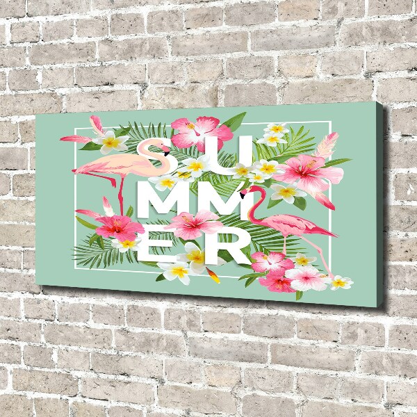 Quadro su tela Vacanze e fenicotteri