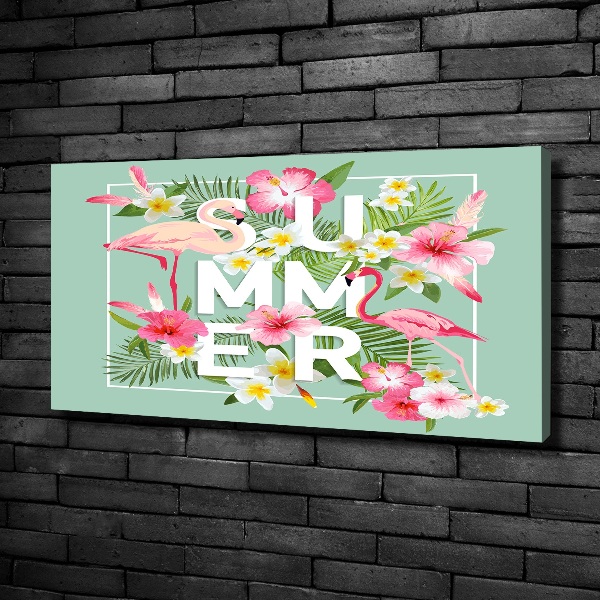 Quadro su tela Vacanze e fenicotteri