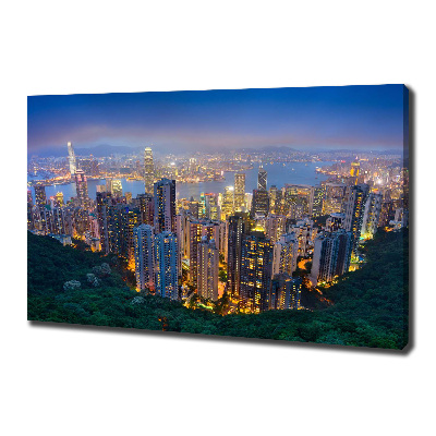 Foto quadro su tela Hong Kong di notte
