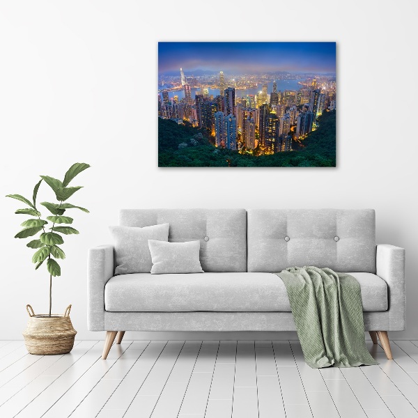 Foto quadro su tela Hong Kong di notte