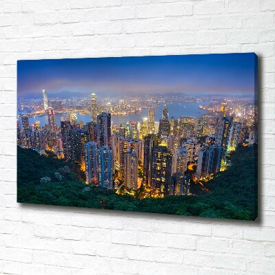 Foto quadro su tela Hong Kong di notte