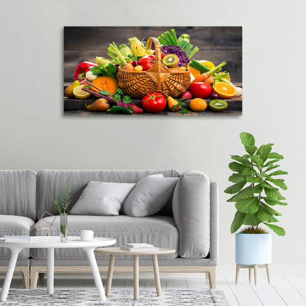 Quadro stampa su tela Cesto di frutta e verdura