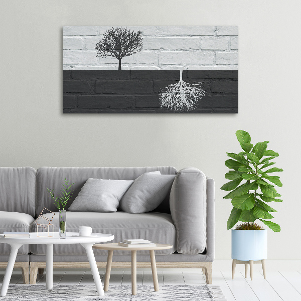 Foto quadro su tela Alberi sul muro