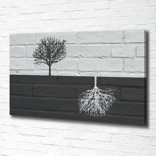 Foto quadro su tela Alberi sul muro