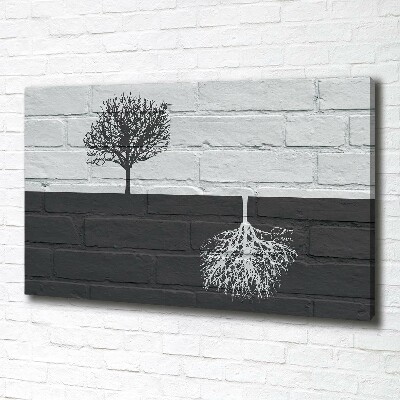 Foto quadro su tela Alberi sul muro