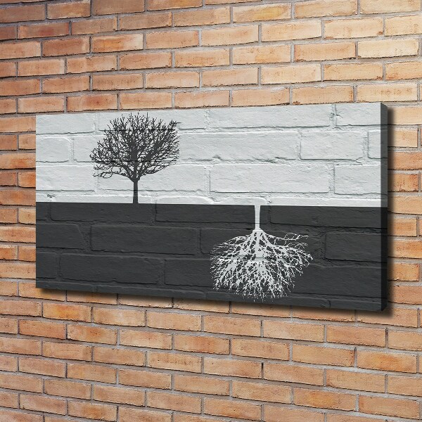 Foto quadro su tela Alberi sul muro