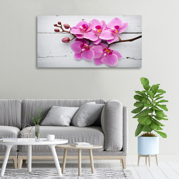 Quadro su tela Orchidea su legno