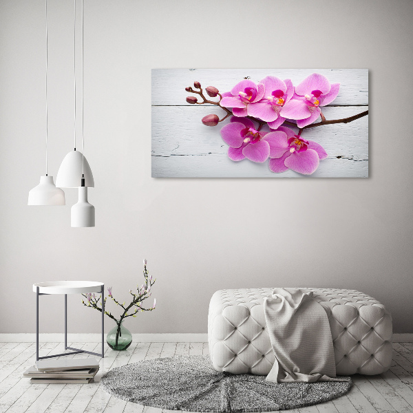 Quadro su tela Orchidea su legno