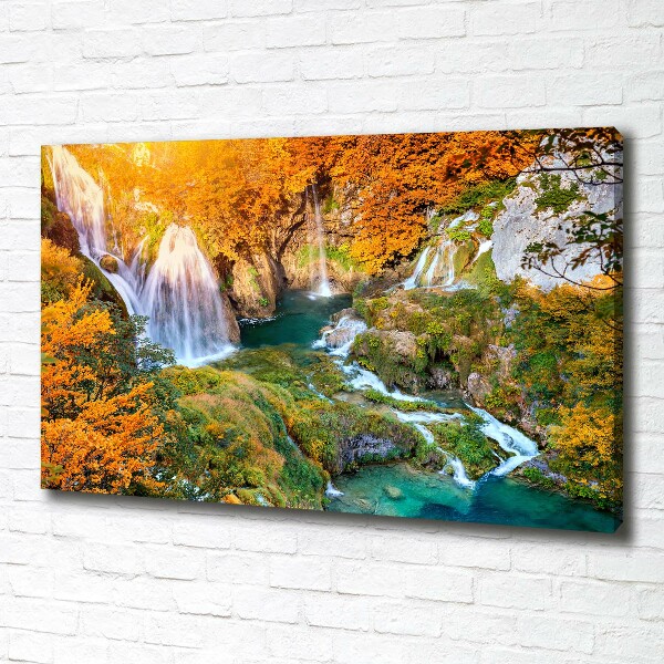 Quadro su tela Cascata in autunno