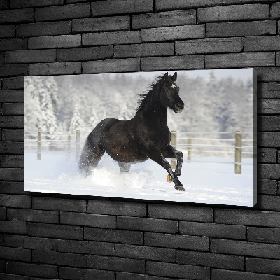 Quadro su tela Un cavallo al galoppo nella neve