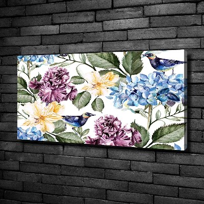Quadro stampa su tela Fiori e uccelli
