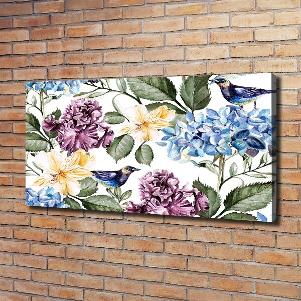 Quadro stampa su tela Fiori e uccelli