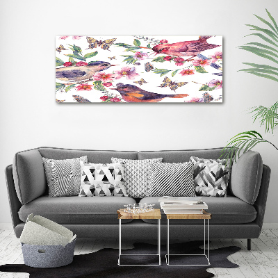 Quadro su tela Uccelli, farfalle, ciliegie