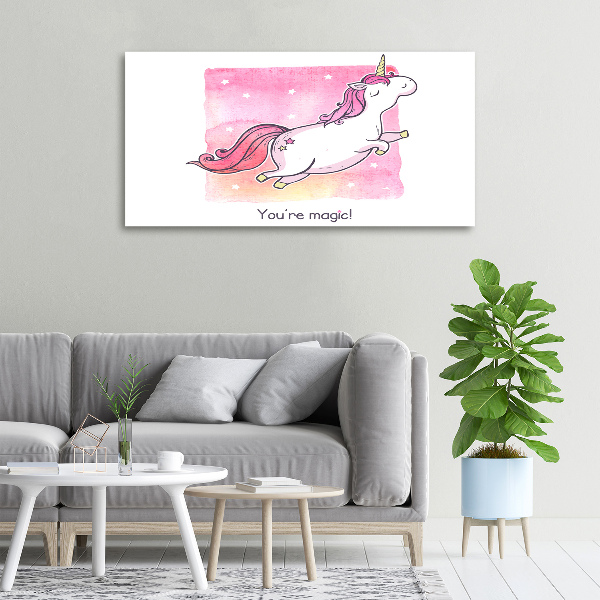 Quadro stampa su tela Unicorno rosa