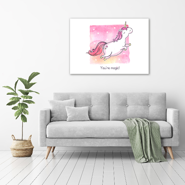 Quadro stampa su tela Unicorno rosa
