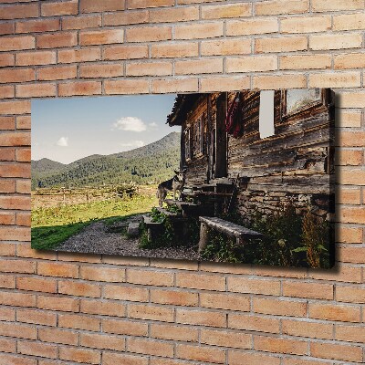 Quadro stampa su tela Casa di legno in montagna