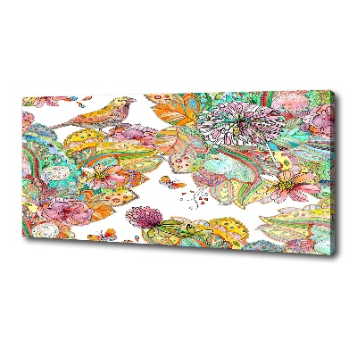 Quadro stampa su tela Uccello e ornamenti