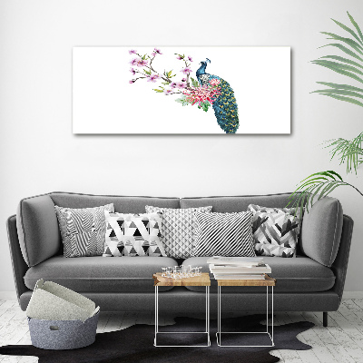 Quadro stampa su tela Pavone e fiori