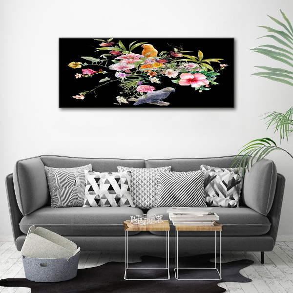 Foto quadro su tela Fiori e uccelli