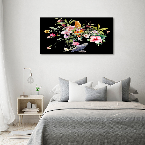 Foto quadro su tela Fiori e uccelli