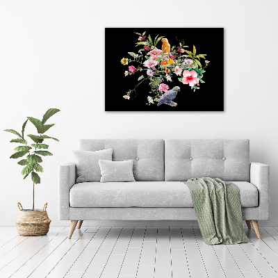 Foto quadro su tela Fiori e uccelli