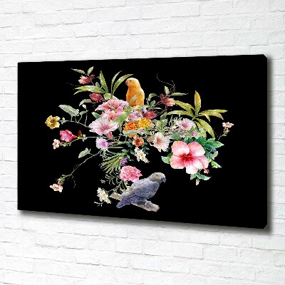 Foto quadro su tela Fiori e uccelli