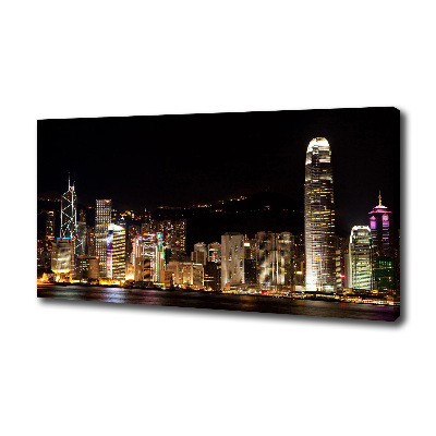 Quadro stampa su tela Hong Kong di notte