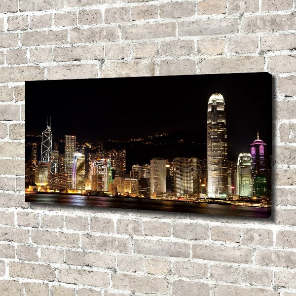 Quadro stampa su tela Hong Kong di notte