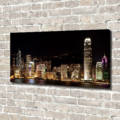 Quadro stampa su tela Hong Kong di notte