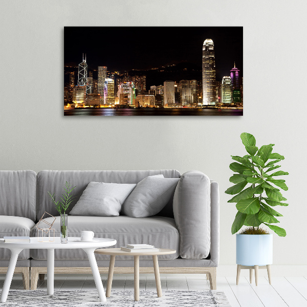 Quadro stampa su tela Hong Kong di notte