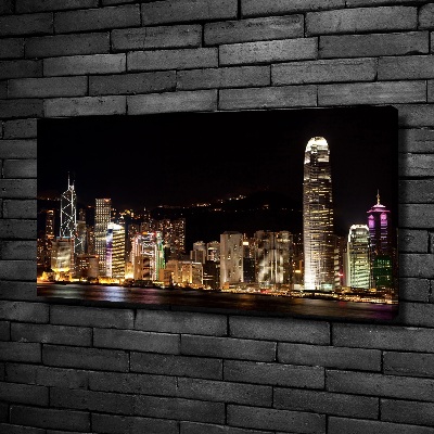 Quadro stampa su tela Hong Kong di notte