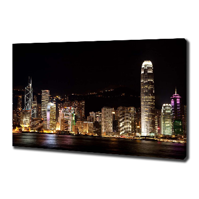 Quadro stampa su tela Hong Kong di notte