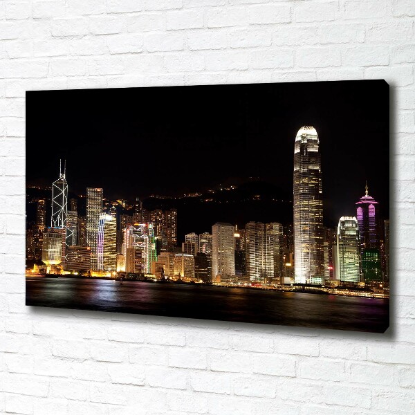 Quadro stampa su tela Hong Kong di notte