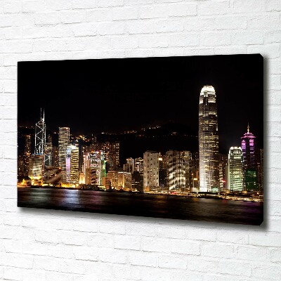 Quadro stampa su tela Hong Kong di notte