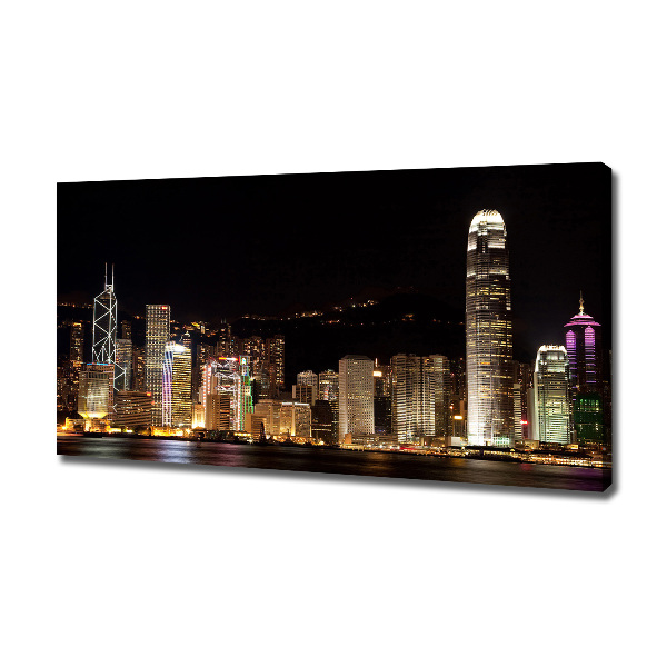 Quadro stampa su tela Hong Kong di notte