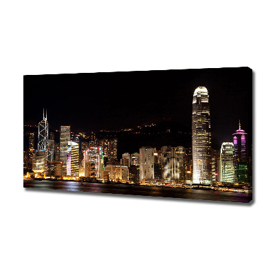 Quadro stampa su tela Hong Kong di notte