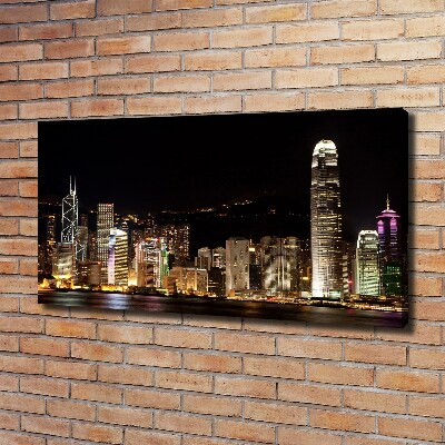 Quadro stampa su tela Hong Kong di notte