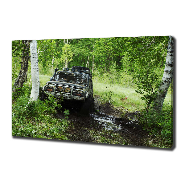 Quadro stampa su tela Jeep nella foresta