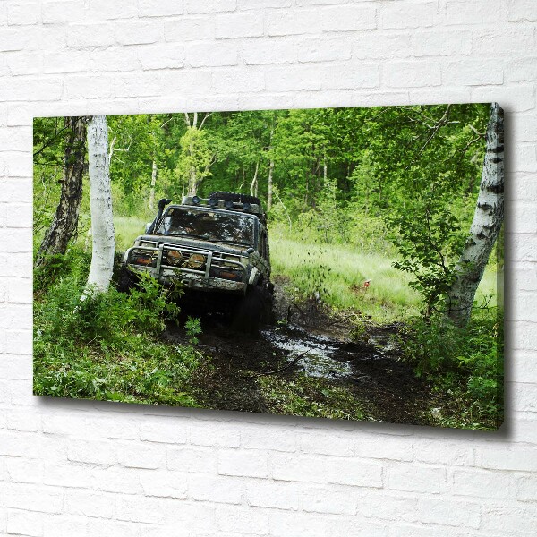 Quadro stampa su tela Jeep nella foresta