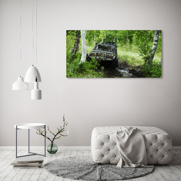 Quadro stampa su tela Jeep nella foresta